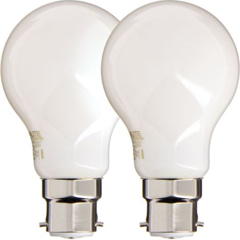 Lot de 2 ampoules Filament LED A60 Opaque, culot B22, 806 Lumens, équivalence 60 W, 4000 Kelvins, Blanc Neutre - PACK2RFB806GOCW