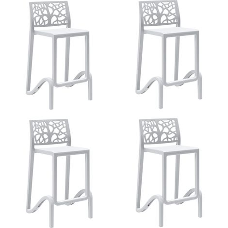Sgabello bar alto H. seduta 65 cm con schienale TETI Bianco set 4 pezzi (1/2)