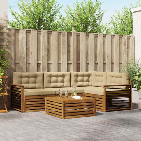 vidaXL Outdoor-Sofagarnitur mit Kissen 5 pcs Natur und Beige (1/5)