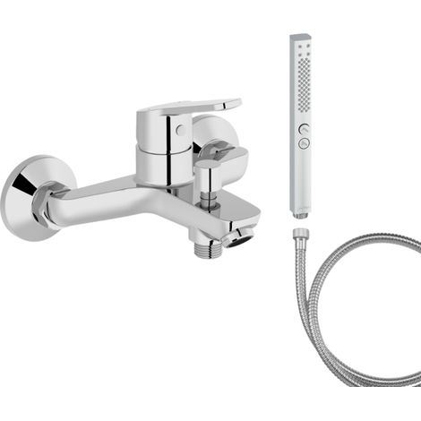 Grifo monomando de bañera JACOB DELAFON Aimé + ducha de mano Shift+ cuadrada + flexo de ducha metálico (1/5)