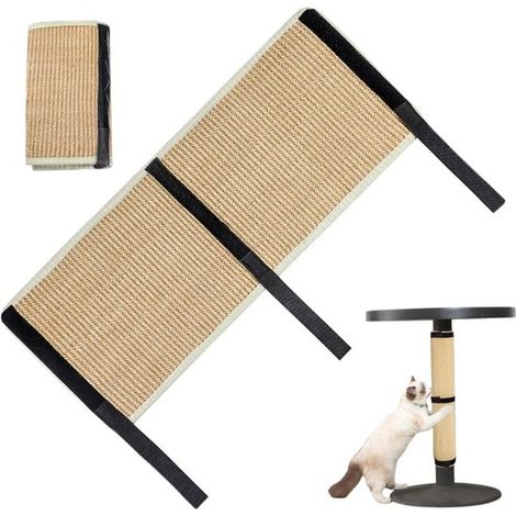 Tiragraffi per gatti 25 x 63 cm, tiragraffi in lino, tiragraffi riutilizzabile in sisal con chiusura in velcro per proteggere le gambe del divano e i tappeti. (1/5)
