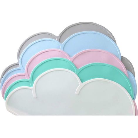 Napperon en silicone en forme de nuage, antidérapant, facile à nettoyer, isolant thermique, idéal pour les tout-petits et les enfants. (1/5)