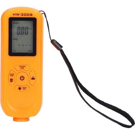 HW-300S Jauge d'épaisseur de revêtement, appareil de mesure d'épaisseur de film numérique LCD rétroéclairé pour la fabrication, le traitement des métaux et l'industrie chimique, format portrait, orang (1/5)