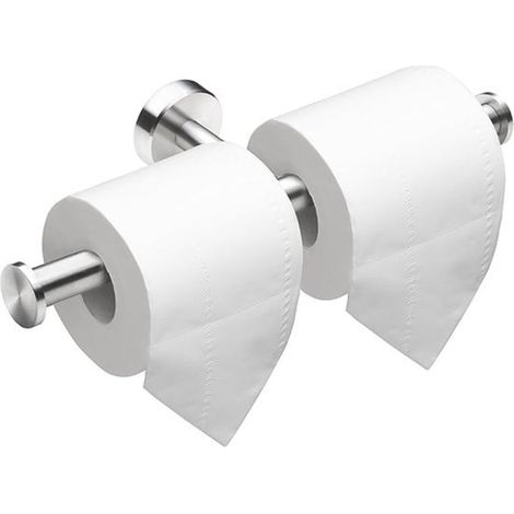 Soporte de pared para papel higiénico, soporte doble para papel higiénico de alambre de acero inoxidable 304 niquelado (1/5)