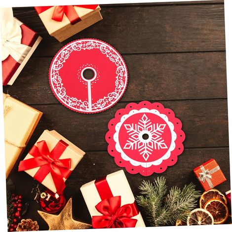 Lot de 2 mini jupes de sapin de Noël (30 cm) mignonnes, décorations de Noël, tapis de fête faciles à utiliser, fournitures de fête de Noël (1/5)