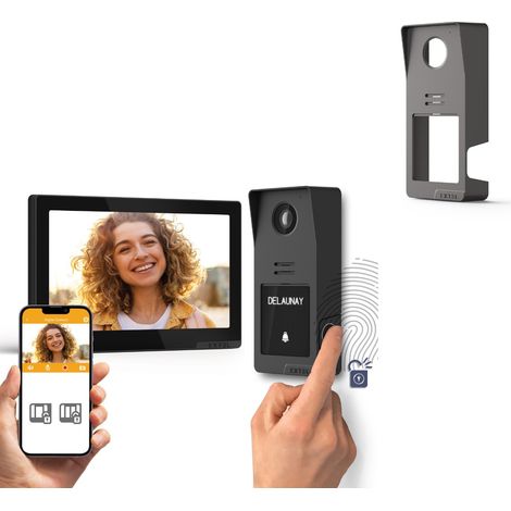 Kit videoportero con cable conectado Digital Connect + carcasa grafito