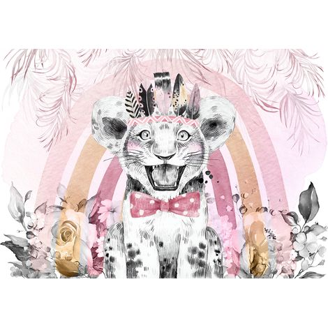 Papier peint panoramique Enfants - Lion Indien - 390 cm x 270 cm (1/2)