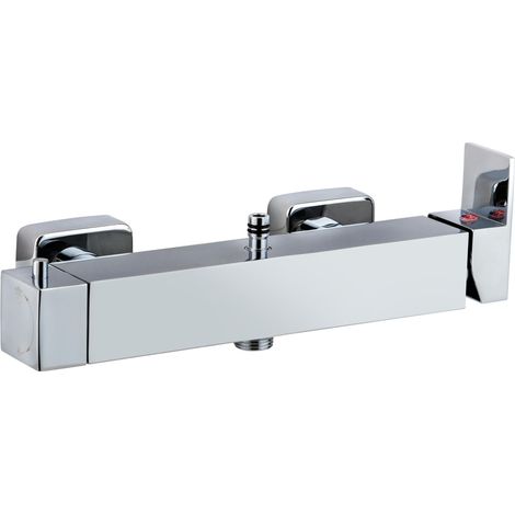 Wirquin – Mitigeur de douche mécanique carré en laiton – Inverseur céramique intégré – Résistant à la corrosion – Connexion universelle pour flexible