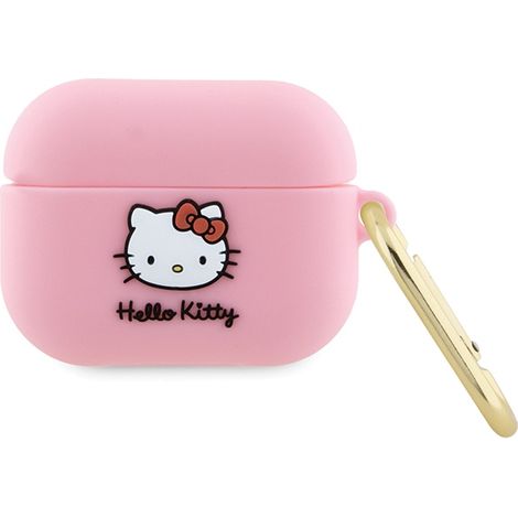 Funda para AirPods Pro Hello Kitty HKAP3DKHSP, color rosa/rosa, de silicona con diseño de cabeza de gatita en 3D. (1/3)