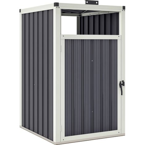 Copertura per bidone della spazzatura Irovami da 240 litri, coperchio esterno, apertura a 180°, acciaio zincato, 73 x 81 x 122 cm, grigio scuro.