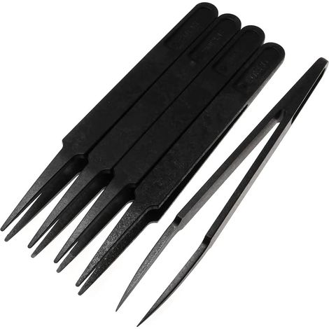 Ensemble de 5 pinces de précision multifonctions en plastique antistatique, pinces à pointe fine pour l'électronique, la bijouterie et les travaux de (1/5)