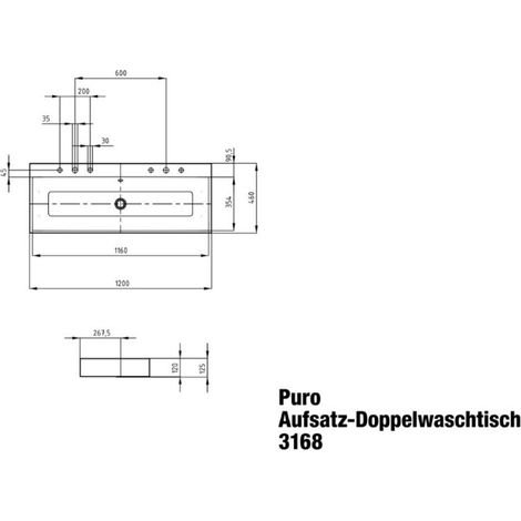 KALDEWEI 907007283001 Receveur PURO Mod.3168-D, 1200 x 460