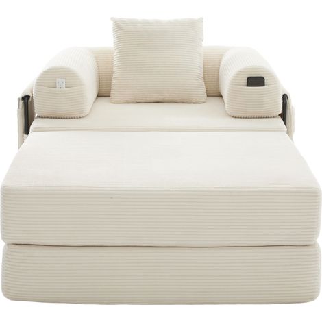 Fauteuil en velours côtelé avec repose-pieds, structure métallique robuste et coussin ergonomique (1/5)