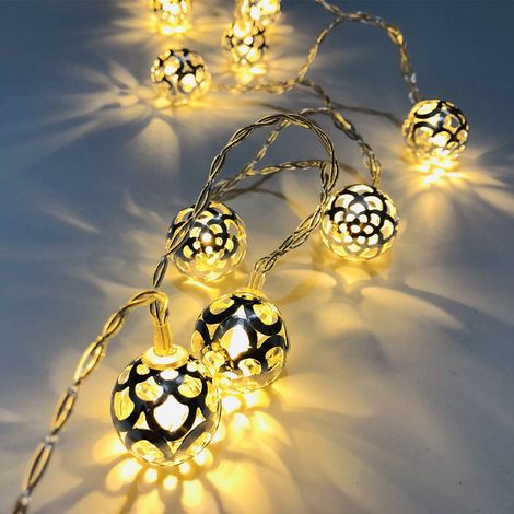 Guirlande Lumineuse Motif Marocain - 10 Ou 20 Ampoules - Blanc Chaud Ou Multicolore - Pour Décoration Extérieure Et Intérieure - Fêtes Et Jardins (1/5)
