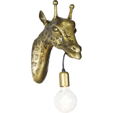 QAZQA animal giraf - LED Dimmable Applique murale variateur inclus - 1 lumière - L 140 mm - Laiton - Art Deco - éclairage intérieur - Salon I Chambre I Cuisine I Salle à manger (1/5)