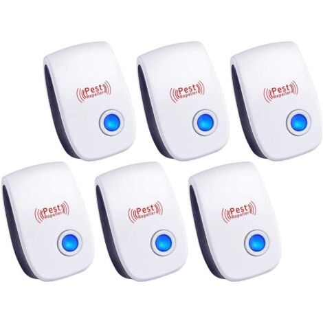 Répulsif Ultrason Anti-Rongeurs Insectes, 6Pack Ultrason Anti Moustique Ultrason Souris et Rats, Intérieur Répulsif Électronique Insectes pour Souris, Rats Fourmis Araignées Moustiques