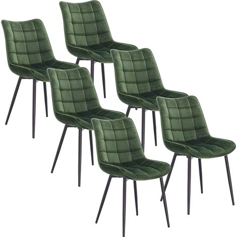 WOLTU 6x Sedia da Pranzo Retro Velluto Senza Braccioli Salotto Imbottite Cucina Verde