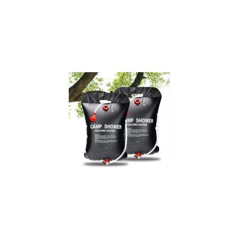 Sac de Douche Solaire, 2 PCS 20L Douche Solaire de Camping Solaire Sac de Douche Portatif Extérieur pour Douche avec Flexible Commutable Tête de Douche Chauffe Eau Solaire pour Randonnée Voyage (1/5)