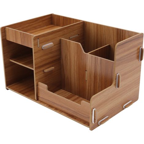 Aufbewahrungsbox aus Holz fürs Büro, mehrere Schubladen, Organizer für Büromaterial, Aufbewahrung für Papiere und Haushaltsaccessoires. (1/5)