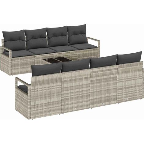 Maison Exclusive - Set di divani con cuscino 7 pcs Grigio chiaro polyrattan (1/5)
