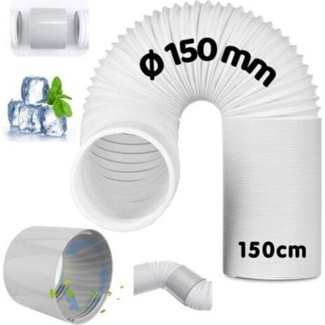 Tubo di scarico portatile per condizionatore con adattatore, kit tubo mobile, diametro 150 mm, lunghezza 150 cm, adatto per condizionatori d'aria. (1/4)