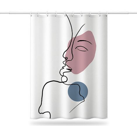 Tenda da doccia antimuffa 180 x 200 cm – Tessuto lavabile in lavatrice con 12 ganci antiruggine