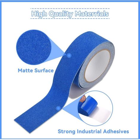 Ruban antidérapant en PVC bleu 5m x 5cm pour escaliers, marches, sols, décoration de sécurité (1/3)