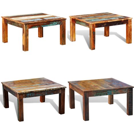 Table basse carrée Bois de récupération - Table Basse - Table D'appoint - Meubles Anciens - Décoration Intérieure - Bois Recyclé - Home & Living (1/5)