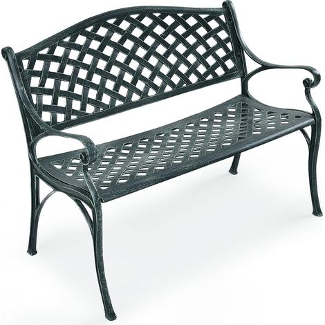 Goplus – Banc de jardin en aluminium et fonte – 2 places – Dimensions 102x62x83 cm – Construction durable pour balcon et terrasse (1/5)