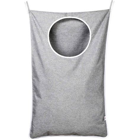 Panier linge suspendu acier inox porte réglable 2 crochets ventouse gris Label YYV (1/4)