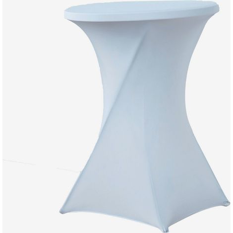 Werka Pro – Housse nappe blanche pour table mange debout ronde Ø80cm – Polyester extensible – 4 poches de maintien – Lavable en machine à 30°