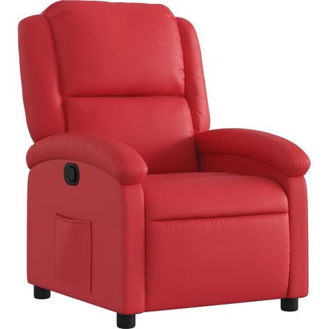 Sillón reclinable de cuero sintético rojo vidaXL