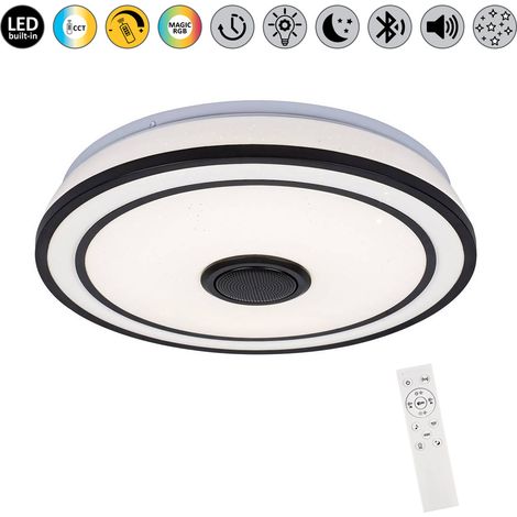 Plafonnier LED RGB 24W Bluetooth Ø39,5 noir Rabalux (1/5)