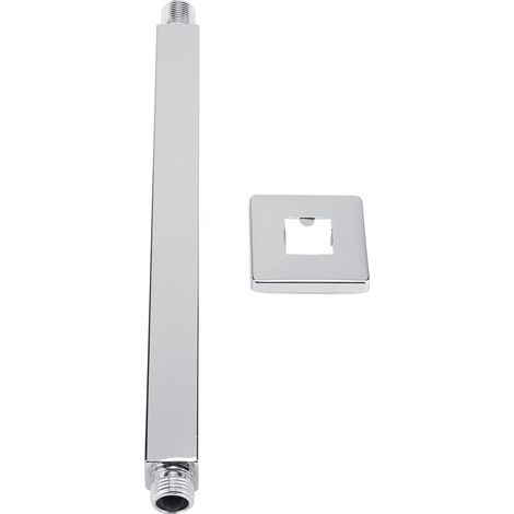 Bras de douche carré mural en acier inoxydable 20 cm avec raccord universel G1/2 pour salle de bain (1/5)