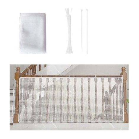Child Safety Net, Baby Safety Net for Balcony and Stairs, 300Lx79H CM Heavy Duty Adjustable Stair Fence Mesh Safety Fence for Cat and Toy, White (1/4)