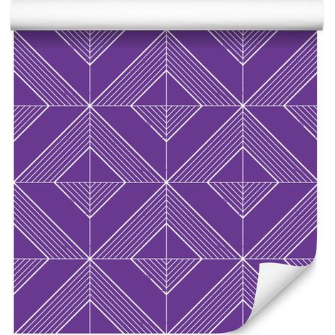 Carta da parati con motivo geometrico a rombi viola, dettagli raffinati, 50x1000 cm (1/5)