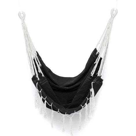 Hammock Swing Chair Portable Hammock Outdoor Garden BLACK 130x100CM (1/5)
