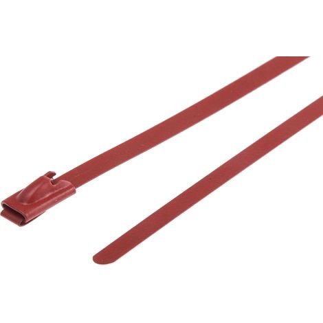Serre-câble RS PRO Rouge en Acier inoxydable revêtu de polyester, 360mm x 4,6 mm ( Prix pour Sachet de 100 )