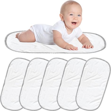 Lot de 6 matelas à langer réutilisables pour couches de bébé : 30 x 60 cm, matelas à langer, lavables, doux et protecteurs, confortables pour bébé, blanc (1/5)