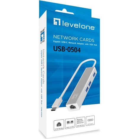 LevelOne Adapter USB-C - Gbps LAN + USB3.0 Hub (1/2)