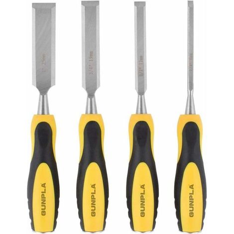 Jeu de 4 Pièces de Ciseaux a Bois Pour Le Travail Sculture du Bois, Outils A Main Robustes de 6mm, 12mm, 19mm et 25mm, avec Poignées Manches Ergonomique Souple (1/5)