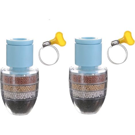 2 Pièces Filtre Robinet, Filtration 6 Niveaux, Adaptateur Caoutchouc, Réduction Chlore, pour Cuisine Salle de Bain (1/5)