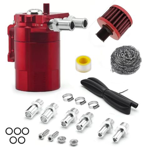 Récupérateur Huile Moteur, 350ML Universel Oil Catch Can Récupération Des Vapeurs D'huile Alliage D'aluminium Des Accessoires Auto Moteur Réservoir De Stockage D'huile Avec Tuyau De Filtre à Air (1/5)