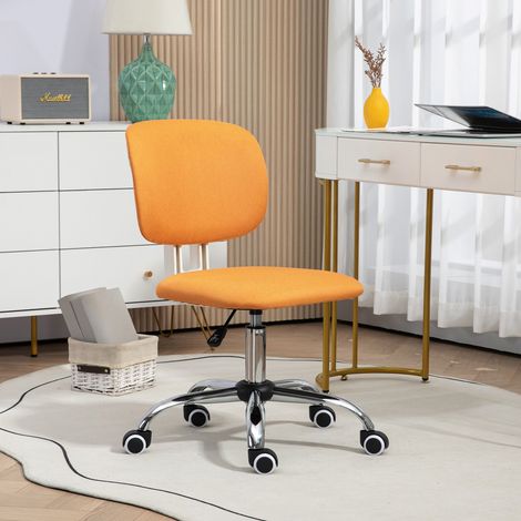 Silla de Escritorio Giratoria Tapizado de Tela con Altura Ajustable Estilo Moderno Carga 120 kg 48x53x80-90 cm Naranja (1/5)