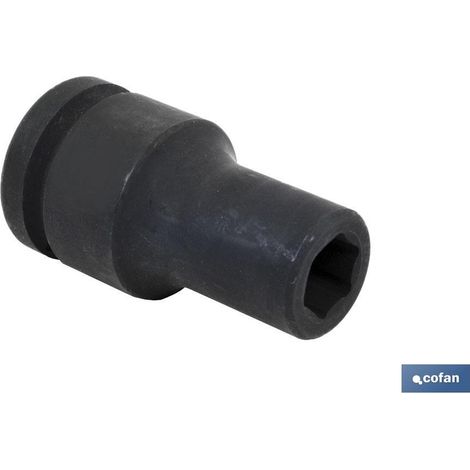 COFAN vaso de impacto serie larga 1 m-28 , Boca o vaso de impacto hexagonal de 1. Fabricación en acero cromo vanadio de color negro con tratamiento anticorrosivo de alta calidad q