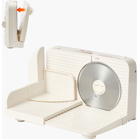 Trancheuse à Viande 180W, Lame Acier 170mm, Vitesse 60-90 T/Min, Épaisseur Réglable 0-15mm, pour Jambon, Viande Congelée, Baguette et Steak (1/5)