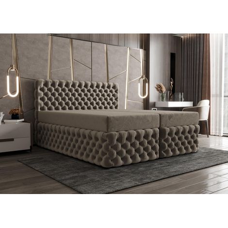 Lit Boxspring Figo - Rose - 180x200 Cm - Lit Avec Rangement - Tête De Lit Rembourrée - Matelas À Ressorts Ensachés (1/4)