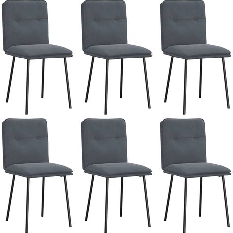 Lot de 6 Chaises à manger,Chaise de cuisine gris foncé velours CFW86051 (1/5)