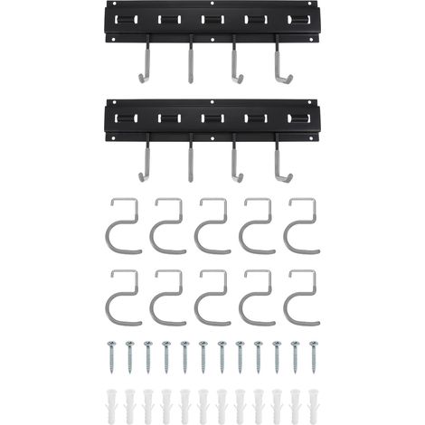 2 Set Porte-Outils de Jardin 8 x 41cm Support Mural Crochet Gris (1/5)