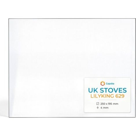 Vitre Uk Stoves LILYKING 629 - Verre Rectangle pour poêle à bois - 250 x 195 mm (L1 x H1) - 4 mm (1/5)